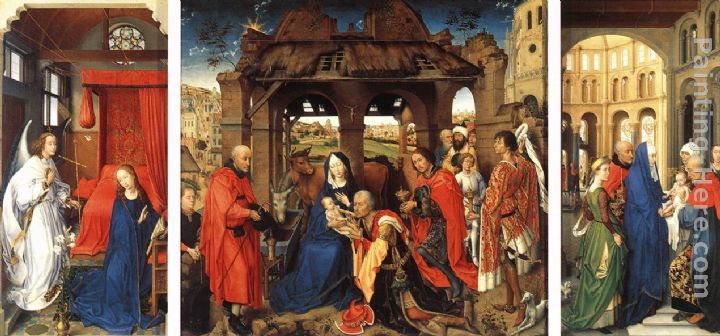 St Columba altarpiece painting - Rogier van der Weyden St Columba altarpiece art painting